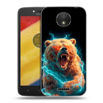 Силиконовый чехол на Motorola Moto C Plus с принтом Медведь