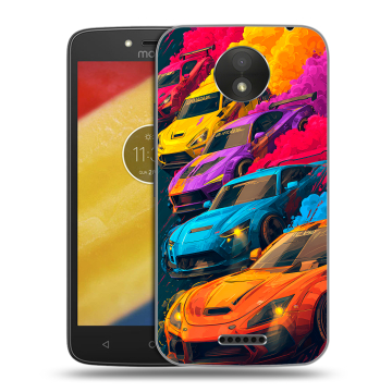 Силиконовый чехол на Motorola Moto C Plus с принтом Тачки