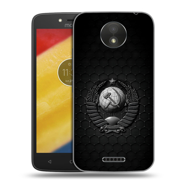 Силиконовый чехол на Motorola Moto C Plus с принтом Герб Флаг СССР Силиконовый чехол на Motorola Moto C Plus с принтом Герб Флаг СССР