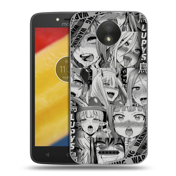 Силиконовый чехол на Motorola Moto C Plus с принтом Ahegao Ахегао Аниме