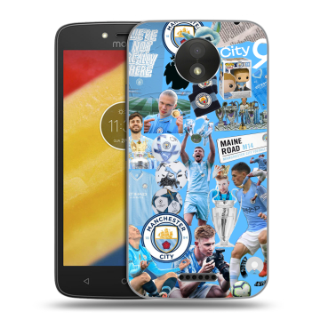 Силиконовый чехол на Motorola Moto C Plus с принтом Man City Манчестер Сити