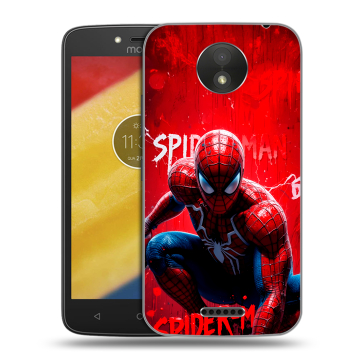 Силиконовый чехол на Motorola Moto C Plus с принтом Spiderman Человек паук