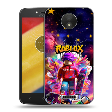 Силиконовый чехол на Motorola Moto C Plus с принтом Roblox Роблокс