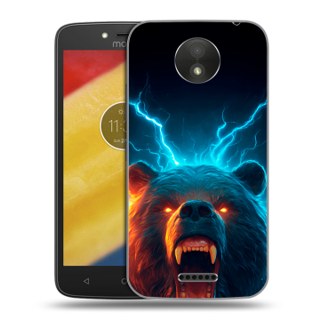 Силиконовый чехол на Motorola Moto C Plus с принтом Медведь