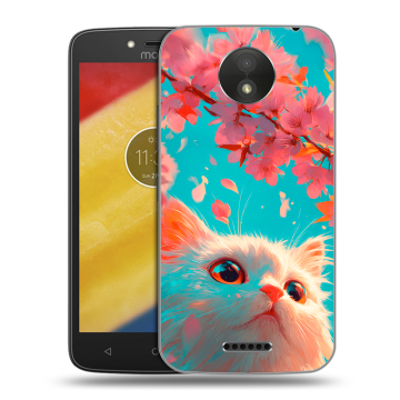 Силиконовый чехол на Motorola Moto C Plus с принтом Красивый кот