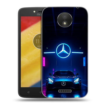 Силиконовый чехол на Motorola Moto C Plus с принтом Mercedes Мерседес Силиконовый чехол на Motorola Moto C Plus с принтом Mercedes Мерседес
