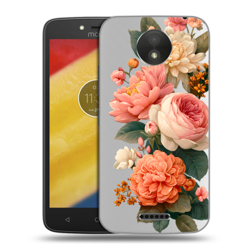 Силиконовый чехол на Motorola Moto C Plus с принтом цветы