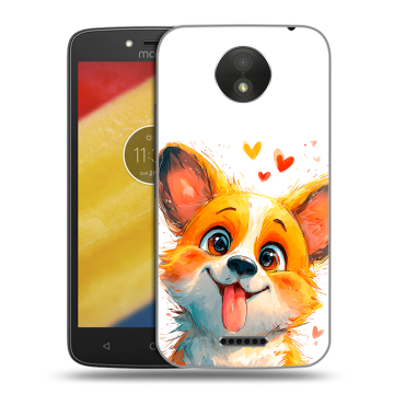 Силиконовый чехол на Motorola Moto C Plus с принтом корги Силиконовый чехол на Motorola Moto C Plus с принтом корги