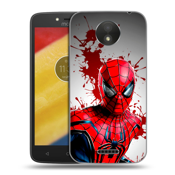 Силиконовый чехол на Motorola Moto C Plus с принтом Spiderman Человек паук Силиконовый чехол на Motorola Moto C Plus с принтом Spiderman Человек паук