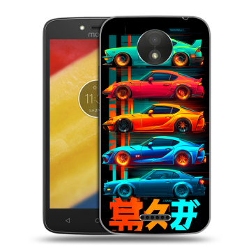 Силиконовый чехол на Motorola Moto C Plus с принтом машины тачки