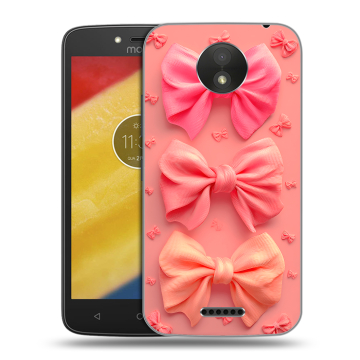 Силиконовый чехол на Motorola Moto C Plus с принтом Розовые бантики Силиконовый чехол на Motorola Moto C Plus с принтом Розовые бантики