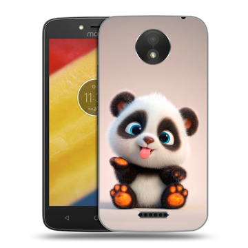 Силиконовый чехол на Motorola Moto C Plus с принтом милая панда Силиконовый чехол на Motorola Moto C Plus с принтом милая панда