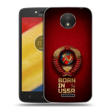 Силиконовый чехол на Motorola Moto C Plus с принтом Флаг Герб СССР