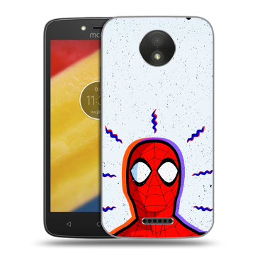 Силиконовый чехол на Motorola Moto C Plus с принтом Spiderman Человек паук