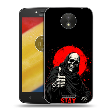 Силиконовый чехол на Motorola Moto C Plus с принтом смешной скелет
