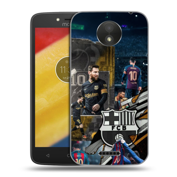 Силиконовый чехол на Motorola Moto C Plus с принтом Messi Barcelona Силиконовый чехол на Motorola Moto C Plus с принтом Messi Barcelona