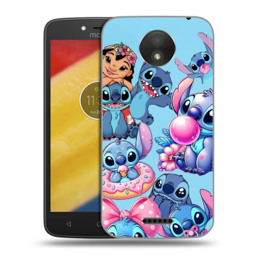 Силиконовый чехол на Motorola Moto C Plus с принтом Лило и Стич Силиконовый чехол на Motorola Moto C Plus с принтом Лило и Стич