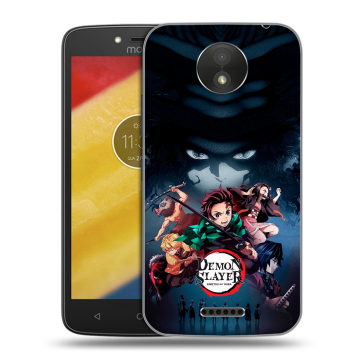 Силиконовый чехол на Motorola Moto C Plus с принтом Demon Slayer Клинок рассекающий демонов Силиконовый чехол на Motorola Moto C Plus с принтом Demon Slayer Клинок рассекающий демонов