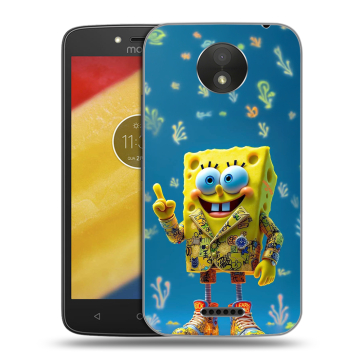 Силиконовый чехол на Motorola Moto C Plus с принтом Спанч боб Спанчбоб Силиконовый чехол на Motorola Moto C Plus с принтом Спанч боб Спанчбоб