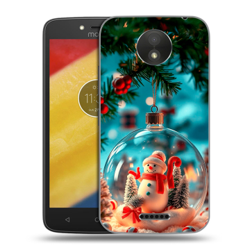Силиконовый чехол на Motorola Moto C Plus с принтом Новый год