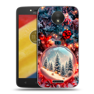 Силиконовый чехол на Motorola Moto C Plus с принтом Новый год