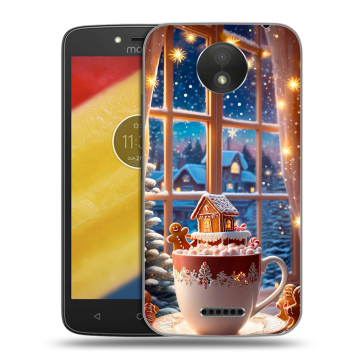 Силиконовый чехол на Motorola Moto C Plus с принтом Новый год