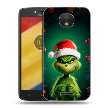 Силиконовый чехол на Motorola Moto C Plus с принтом Гринч Новый год Рождество