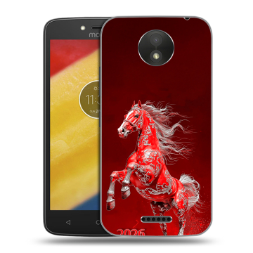 Силиконовый чехол на Motorola Moto C Plus с принтом Новый год