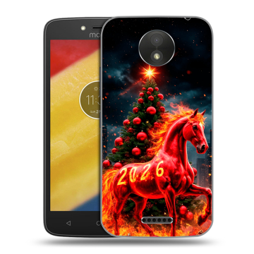 Силиконовый чехол на Motorola Moto C Plus с принтом Новый год
