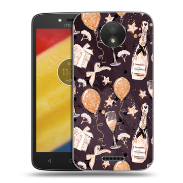 Силиконовый чехол на Motorola Moto C Plus с принтом Новый год
