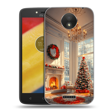 Силиконовый чехол на Motorola Moto C Plus с принтом Новый год