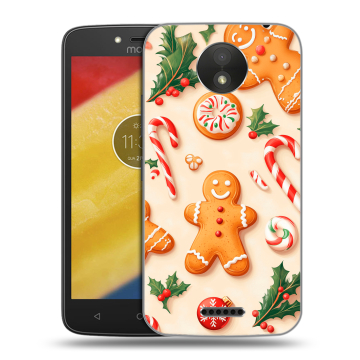 Силиконовый чехол на Motorola Moto C Plus с принтом Новый год