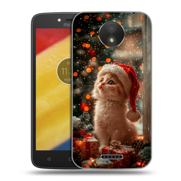 Силиконовый чехол на Motorola Moto C Plus с принтом Новый год