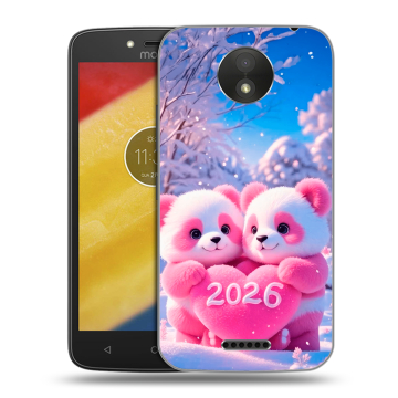 Силиконовый чехол на Motorola Moto C Plus с принтом Новый год