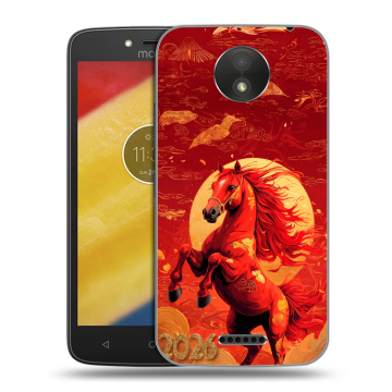 Силиконовый чехол на Motorola Moto C Plus с принтом Новый год
