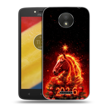 Силиконовый чехол на Motorola Moto C Plus с принтом Новый год