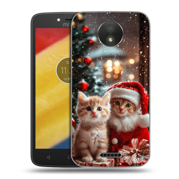 Силиконовый чехол на Motorola Moto C Plus с принтом Новый год