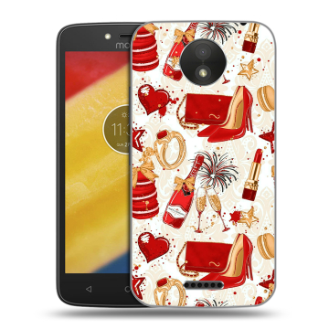 Силиконовый чехол на Motorola Moto C Plus с принтом Новый год