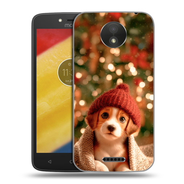 Силиконовый чехол на Motorola Moto C Plus с принтом Новый год Силиконовый чехол на Motorola Moto C Plus с принтом Новый год