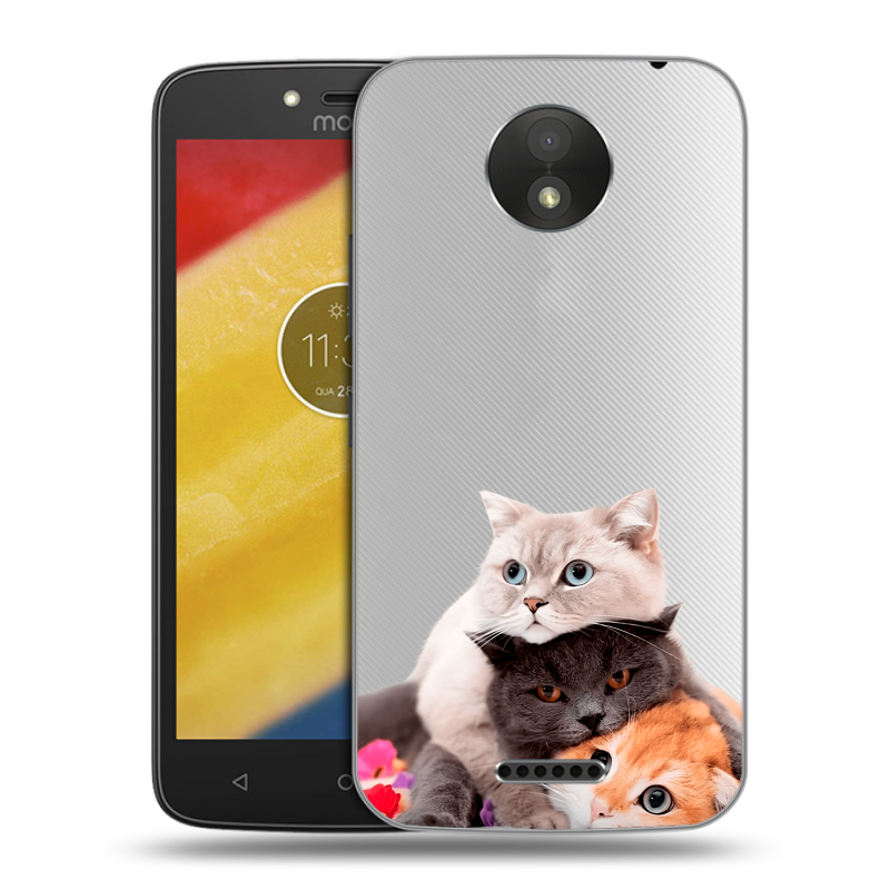 Силиконовый чехол на Motorola Moto C Plus с принтом Кошки Силиконовый чехол на Motorola Moto C Plus с принтом Кошки