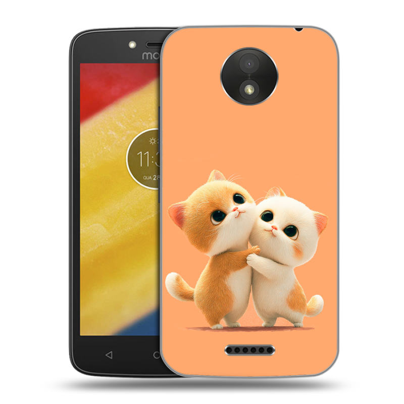Силиконовый чехол на Motorola Moto C Plus с принтом Милые котики Силиконовый чехол на Motorola Moto C Plus с принтом Милые котики