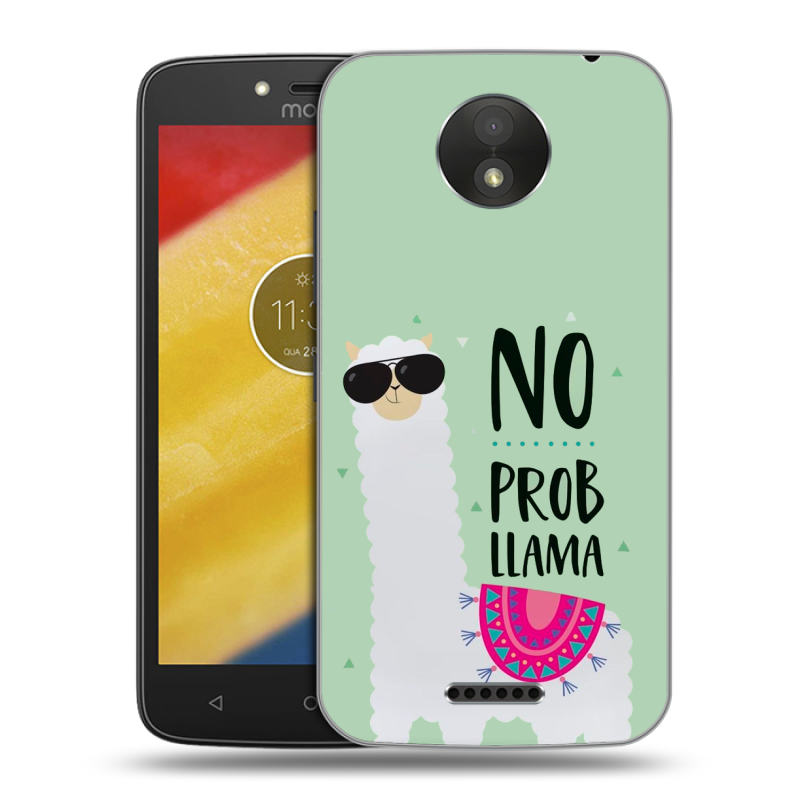 Силиконовый чехол на Motorola Moto C Plus с принтом Лама Силиконовый чехол на Motorola Moto C Plus с принтом Лама