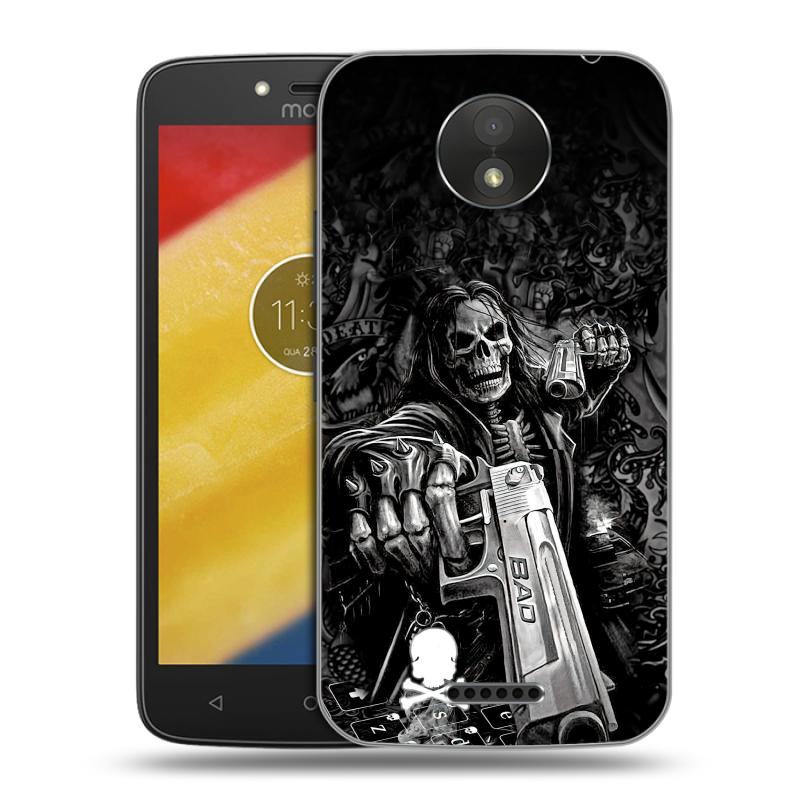 Пластиковый чехол на Motorola Moto C Plus с принтом Скелет Пластиковый чехол на Motorola Moto C Plus с принтом Скелет