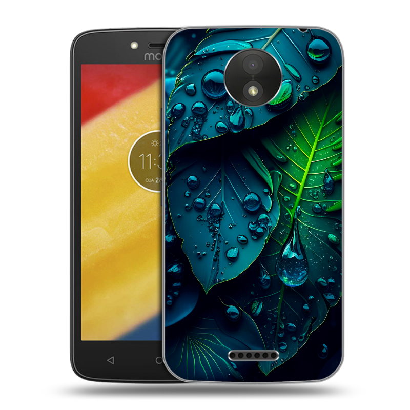 Силиконовый чехол на Motorola Moto C Plus с принтом Листья Силиконовый чехол на Motorola Moto C Plus с принтом Листья