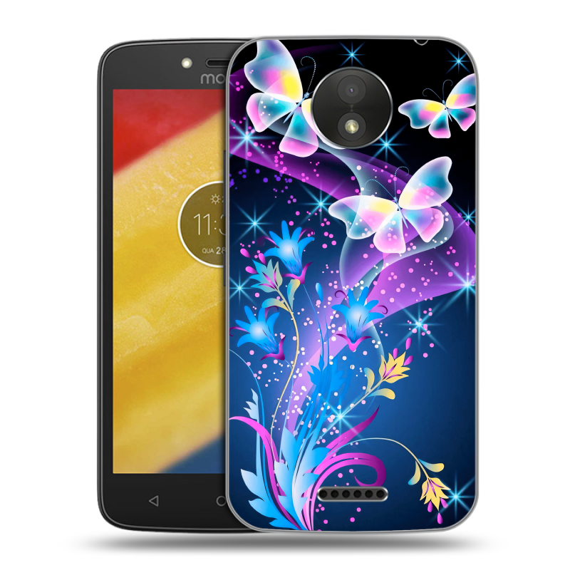 Силиконовый чехол на Motorola Moto C Plus с принтом Бабочки Силиконовый чехол на Motorola Moto C Plus с принтом Бабочки