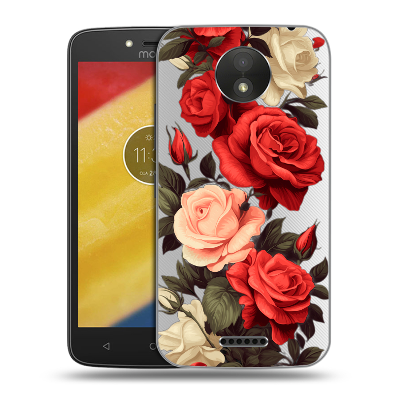 Силиконовый чехол на Motorola Moto C Plus с принтом Розы Силиконовый чехол на Motorola Moto C Plus с принтом Розы