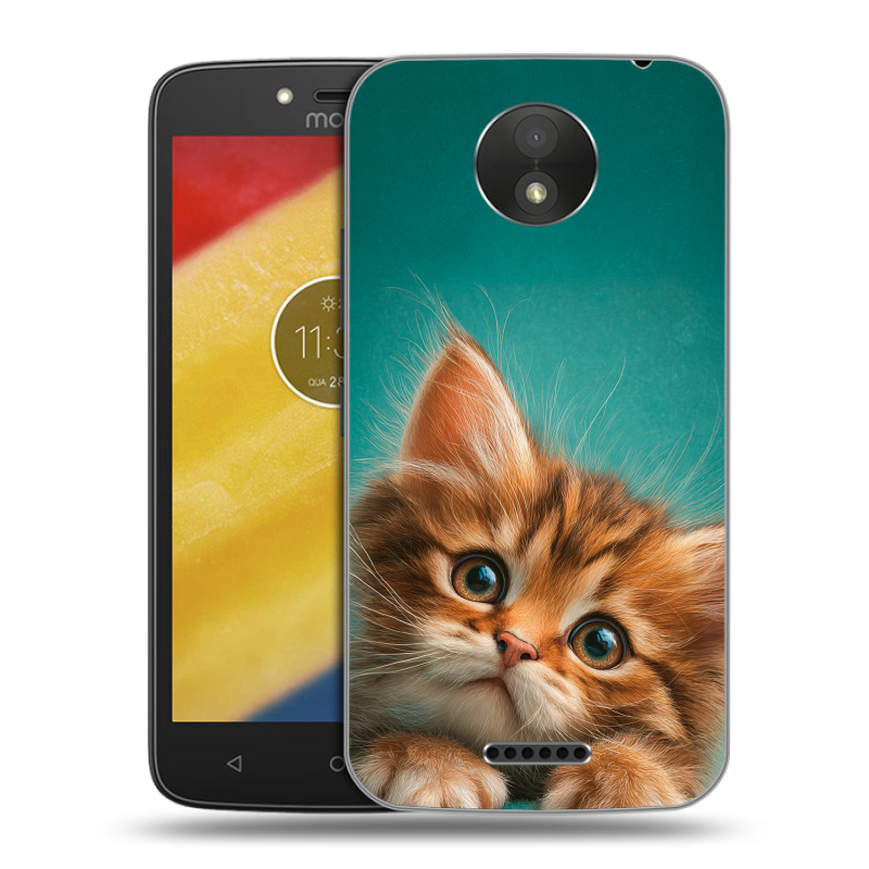 Силиконовый чехол на Motorola Moto C Plus с принтом котенок Силиконовый чехол на Motorola Moto C Plus с принтом котенок
