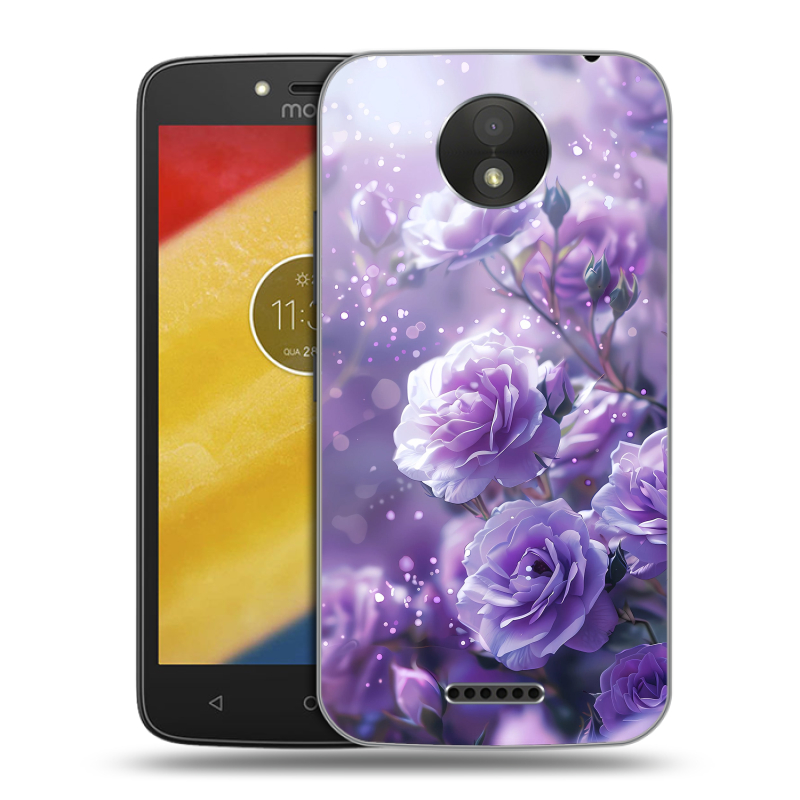 Пластиковый чехол на Motorola Moto C Plus с принтом Розы цветы Пластиковый чехол на Motorola Moto C Plus с принтом Розы цветы