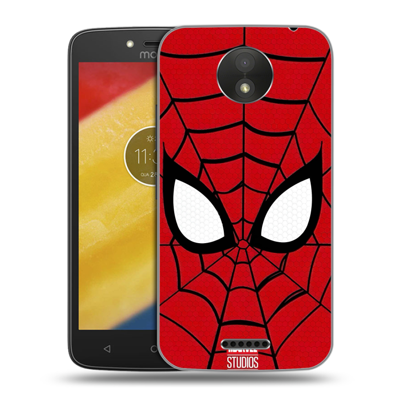 Пластиковый чехол на Motorola Moto C Plus с принтом человек паук spiderman Пластиковый чехол на Motorola Moto C Plus с принтом человек паук spiderman