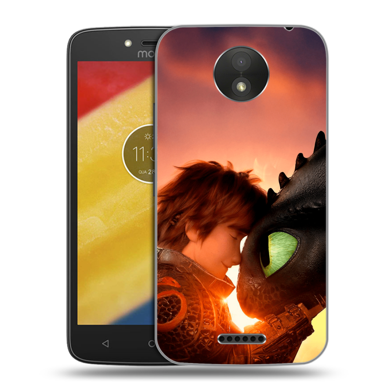 Силиконовый чехол на Motorola Moto C Plus с принтом Как приручить дракона Силиконовый чехол на Motorola Moto C Plus с принтом Как приручить дракона
